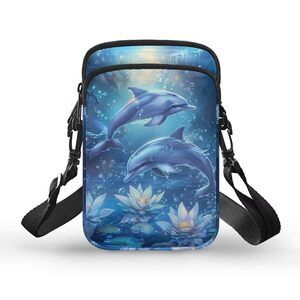 2643 Floral Dolphin Crossbody Phone Bag , Small Cross Body Shoulder Handbag